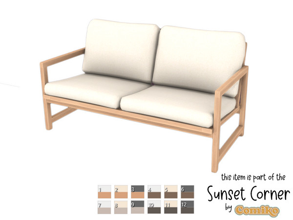 Sims 4 — Comiko Sunset Corner Loveseat by Comiko — Hi there! The Sunset Corner is finally here! I hope you guys enjoy