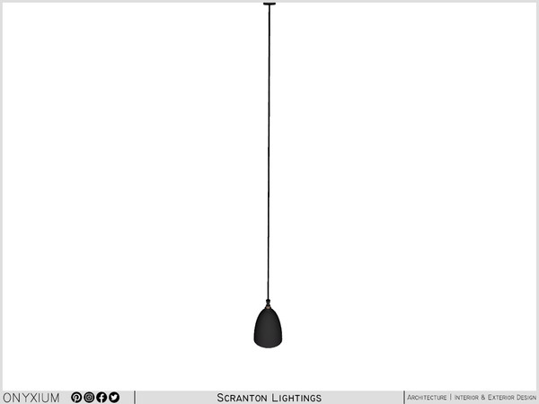 Sims 4 — Scranton Ceiling Lamp With Narrow Body Tall by Onyxium — Onyxium@TSR Design Workshop Lighting Collection -