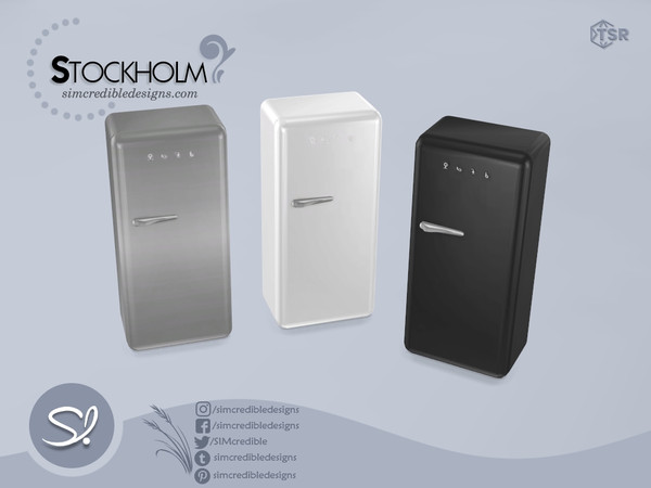 Sims 4 — Stockholm Fridge Refrigerator by SIMcredible! — by SIMcredibledesigns.com available at TheSimsResource 3 colors