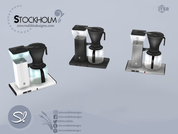 Sims 4 — Stockholm Coffee maker by SIMcredible! — by SIMcredibledesigns.com available at TheSimsResource 3 colors +