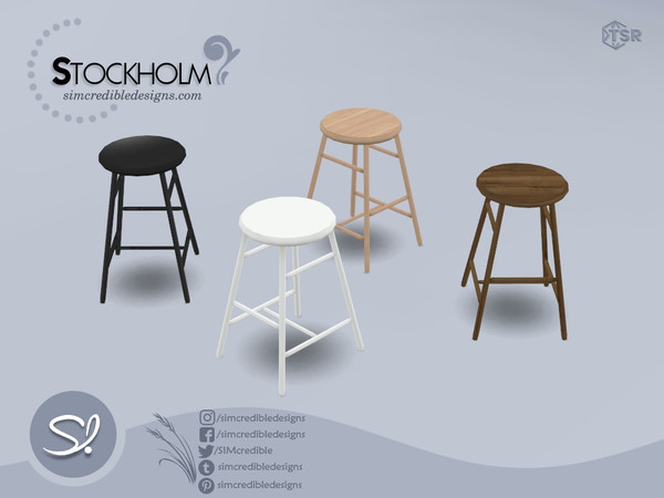 Sims 4 —  Stockholm bar stool by SIMcredible! — by SIMcredibledesigns.com available at TheSimsResource 4 colors