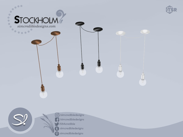 Sims 4 — Stockholm Ceiling lamp by SIMcredible! — by SIMcredibledesigns.com available at TheSimsResource 3 colors