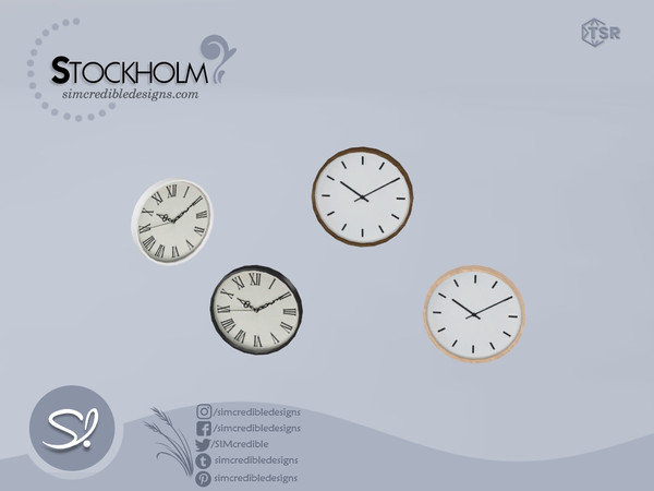 Sims 4 — Stockholm wall clock by SIMcredible! — by SIMcredibledesigns.com available at TheSimsResource 4 colors +