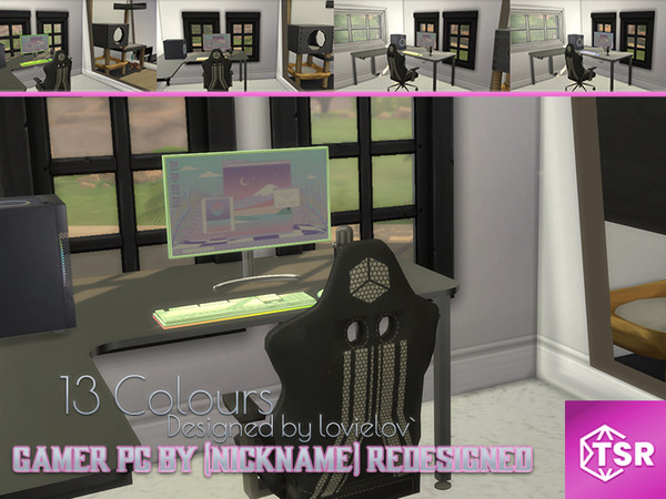 Sims 4 — Content Creator Room Computer Redesign by lovielov — Originally designed by @nickname, Redesigned colors and