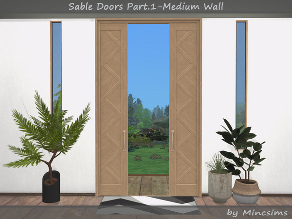 Sims 4 — Sable Double Door 2x4 Open by Mincsims — With a sleek design, they are perfect for residential or commercial