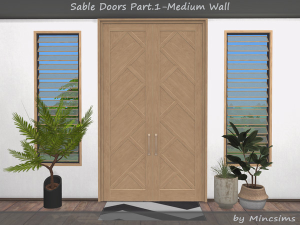 Sims 4 — Sable Double Door 2x4 by Mincsims — With a sleek design, they are perfect for residential or commercial use,