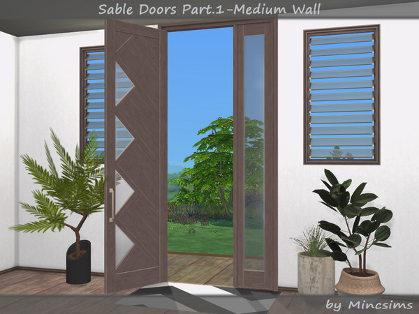 Sims 4 — Sable Single Door 2x4 Open by Mincsims — With a sleek design, they are perfect for residential or commercial