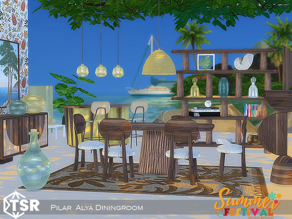 Sims 4 — Alya Diningroom by Pilar — A tropical set for the hot summer days by the sea