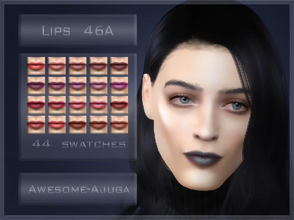 Sims 4 — lip 46A awesome-ajuga.package by Awesome-ajuga — 44 swatches for A