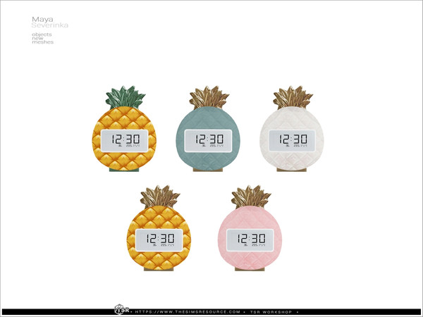 Sims 4 — Maya - table clock Pineapple by Severinka_ — A set of furniture and decor for a children's room or a teenager's