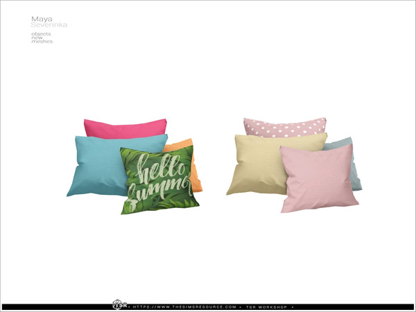 Sims 4 — Maya - bed pillows L by Severinka_ — A set of furniture and decor for a children's room or a teenager's room in