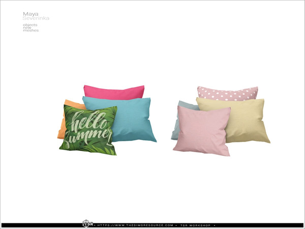 Sims 4 — Maya - bed pillows R by Severinka_ — A set of furniture and decor for a children's room or a teenager's room in
