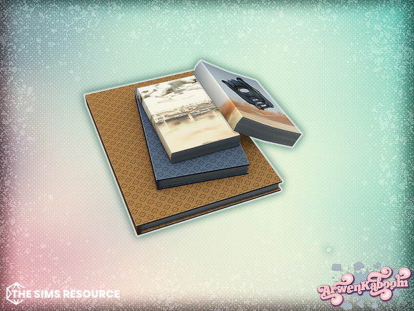 Sims 4 — Cozy Cave - Book Stack by ArwenKaboom — New living room set with more of a MM feel to it and a retro vibe. Find