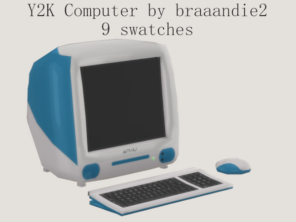 Sims 4 — Y2K Computer by braaandie2 — Early 2000s style computer. Base game compatible and comes with 9 swatches :)