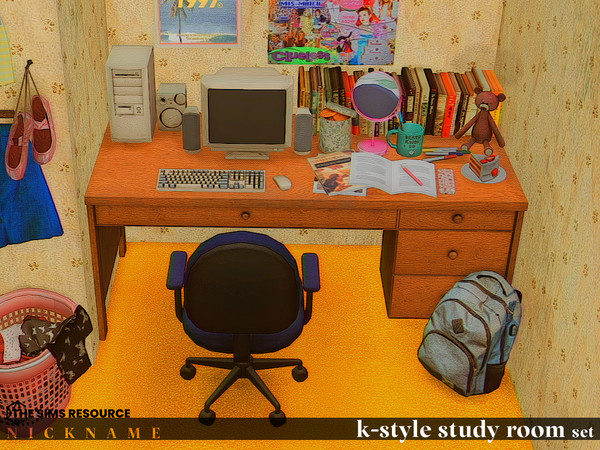 Sims 4 — k-style study room set by NICKNAME_sims4 — k-style study room set 10 package files.