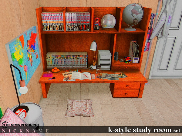 Sims 4 — k-style study room set_desk V2 by NICKNAME_sims4 — k-style study room set 10 package files.