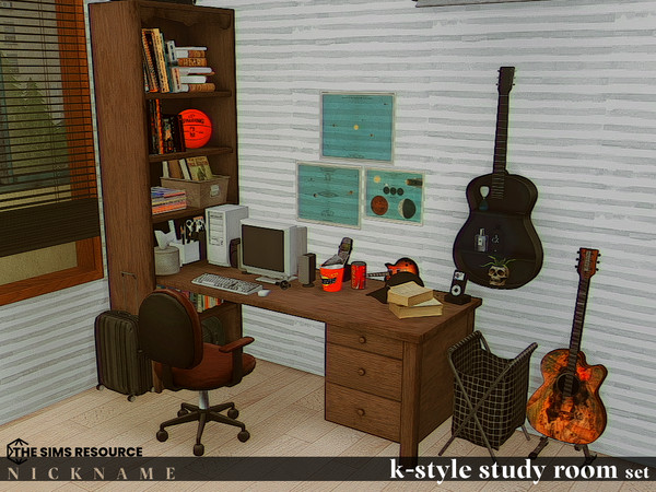 Sims 4 — k-style study room set_desk V3 by NICKNAME_sims4 — k-style study room set 10 package files.
