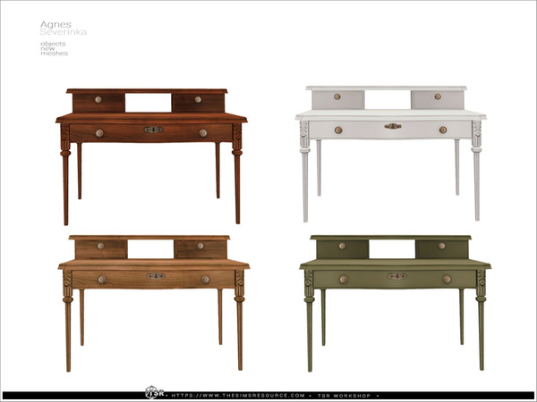 Sims 4 — Agnes - desk by Severinka_ — A set of furniture and decor for a read corner in Light Academia.