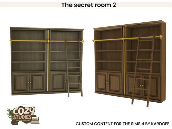 Sims 4 — kardofe_The secret room_bookcase with stairs by kardofe — Second part of a Dark Academy style studio, in it you