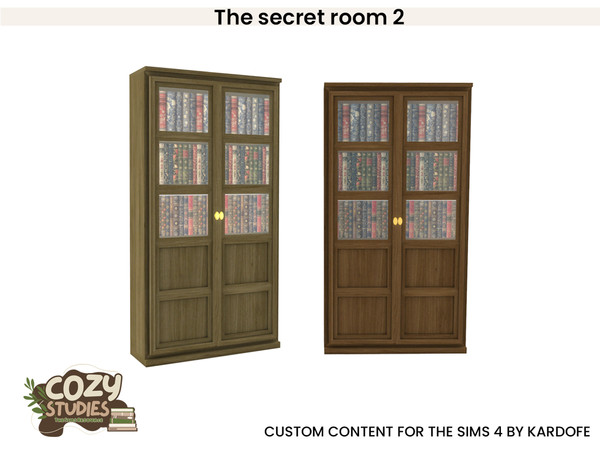 Sims 4 — kardofe_The secret room_Bookshelf by kardofe — Second part of a Dark Academy style studio, in it you will find,