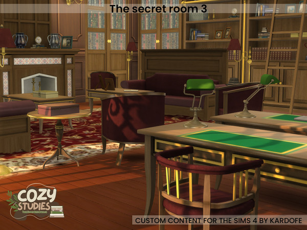 Sims 4 — The secret room 3 by kardofe — Third part of a Dark Academy style studio, in it you will find a desk and chair,