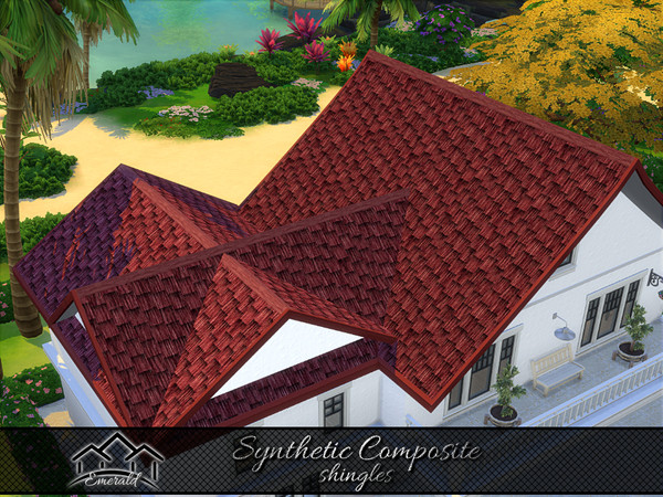 Sims 4 — Synthetic Composite Shingles3 by Emerald — Is a lightweight, long lasting roof and has almost zero maintenance.