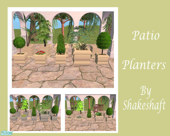 Sims 2 — Patio Planters by Shakeshaft — A new mesh set of planters for your patios, all different shapes and sizes, set