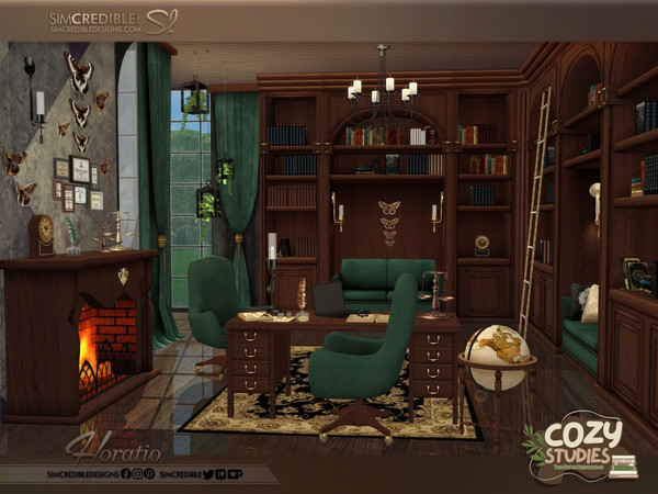 Sims 4 — Horatio Terrestrial Library Floor Globe by SIMcredible! — Bringing to your sims a dark academia themed study