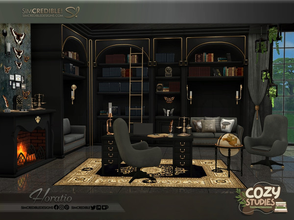 Sims 4 — Horatio Shelves Arch 2 by SIMcredible! — Bringing to your sims a dark academia themed study area - the Horatio