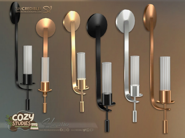 Sims 4 — Horatio Sconce by SIMcredible! — Bringing to your sims a dark academia themed study area - the Horatio