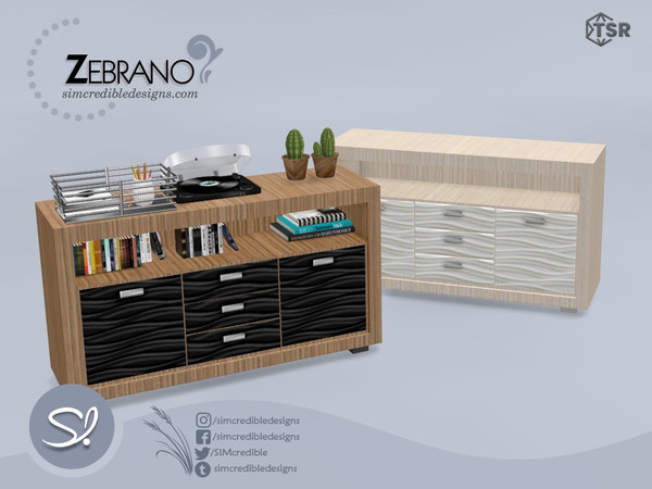 Sims 4 — Zebrano Sideboard by SIMcredible! — by SIMcredibledesigns.com 2 colors variations