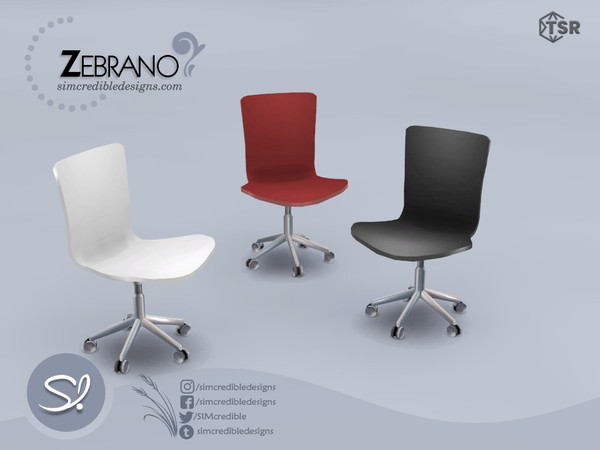 Sims 4 — Zebrano office chair by SIMcredible! — by SIMcredibledesigns.com 3 colors variations