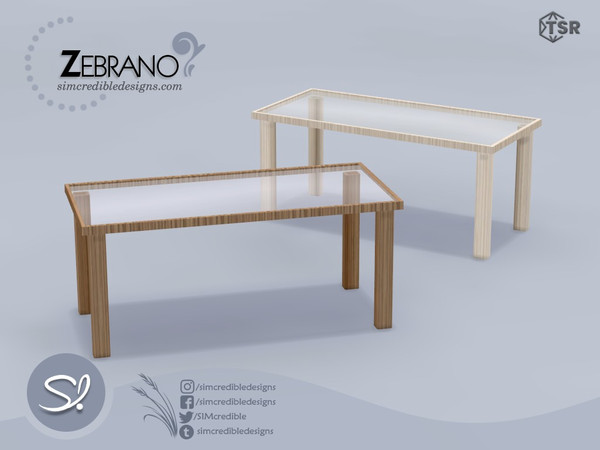 Sims 4 — Zebrano table by SIMcredible! — by SIMcredibledesigns.com 2 colors variations