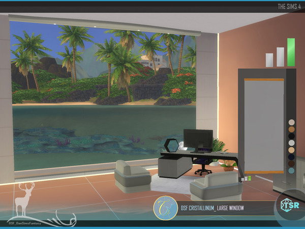 Sims 4 — DSF CRYSTALLINUM _LARGE WINDOW by DanSimsFantasy — This set contains three Panoramic Windows in regular, medium