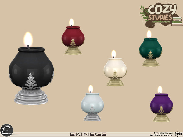 Sims 4 — Cozy Studies - Study Room - Candle by ekinege — This set features 7 new items. - Desk - Desk Chair - Hourglass -