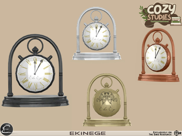 Sims 4 — Cozy Studies - Study Room - Clock by ekinege — This set features 7 new items. - Desk - Desk Chair - Hourglass -