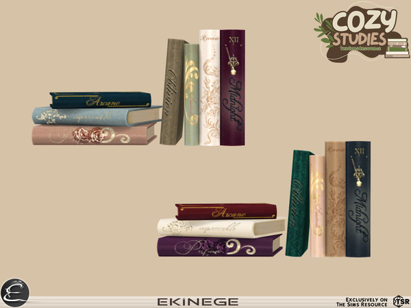 Sims 4 — Cozy Studies - Study Room - Books 3 by ekinege — This set features 7 new items.