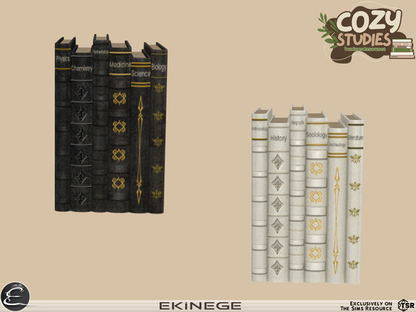 Sims 4 — Cozy Studies - Study Room - Books 5 by ekinege — This set features 7 new items.