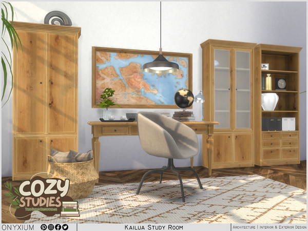 Sims 4 — Kailua Study Room by Onyxium — Onyxium@TSR Design Workshop Study Room Collection - Belong To The 2024 Year