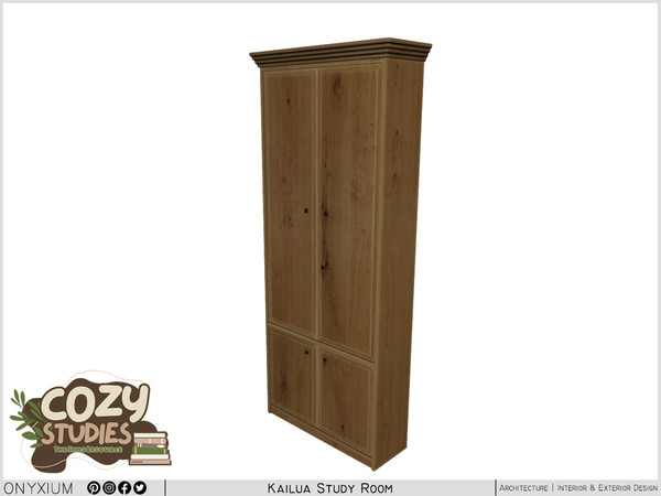 Sims 4 — Kailua Bookcase With Four Doors by Onyxium — Onyxium@TSR Design Workshop Study Room Collection - Belong To The