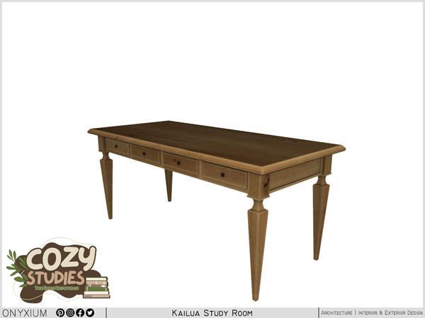 Sims 4 — Kailua Desk by Onyxium — Onyxium@TSR Design Workshop Study Room Collection - Belong To The 2024 Year