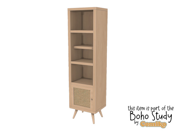 Sims 4 — Comiko Boho Study Bookcase by Comiko — Boho Study Set is base game compatible and consists of 9 items Confort: