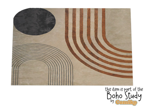 Sims 4 — Comiko Boho Study Rug by Comiko — Boho Study Set is base game compatible and consists of 9 items Confort: Chair