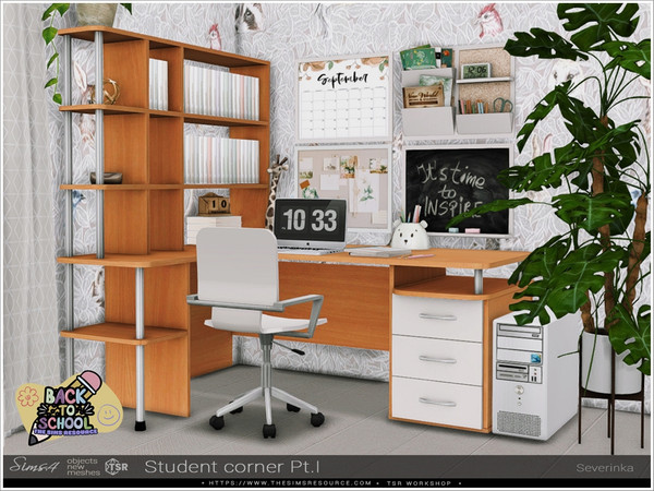 Sims 4 — Student corner Pt.I by Severinka_ — A set of furniture and decor for the design of the students corner. - Three