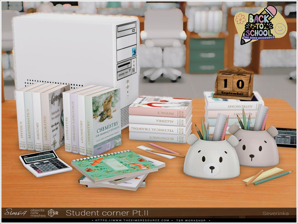 Sims 4 — Student corner Pt.II by Severinka_ — A set of table decor for the design of the students corner. - computer