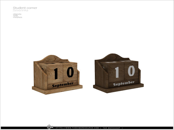Sims 4 — Student corner - wooden eternal calendar by Severinka_ — A set of table decor for the design of the students