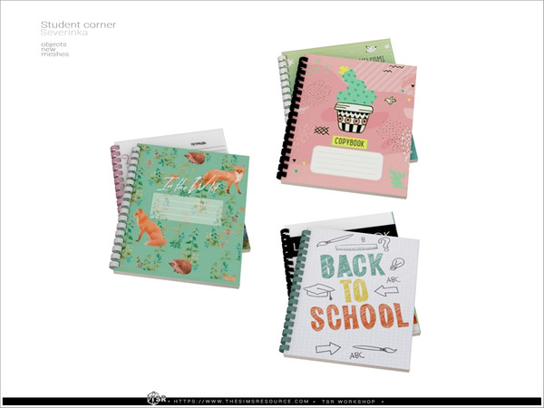 Sims 4 — Student corner - copybooks by Severinka_ — A set of table decor for the design of the students corner. -