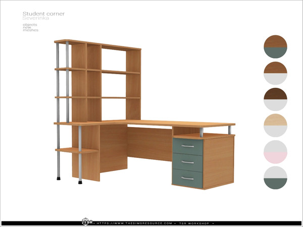 Sims 4 — Student corner - desk angular by Severinka_ — A set of furniture and decor for the design of the students