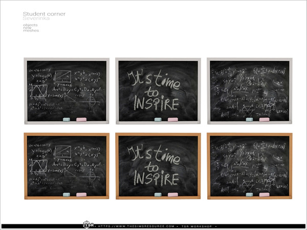 Sims 4 — Student corner - wall chalkboard by Severinka_ — A set of furniture and decor for the design of the students