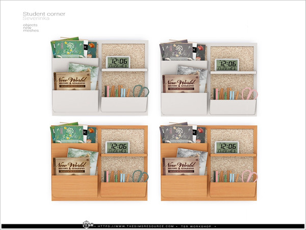 Sims 4 — Student corner - wall pockets board by Severinka_ — A set of furniture and decor for the design of the students